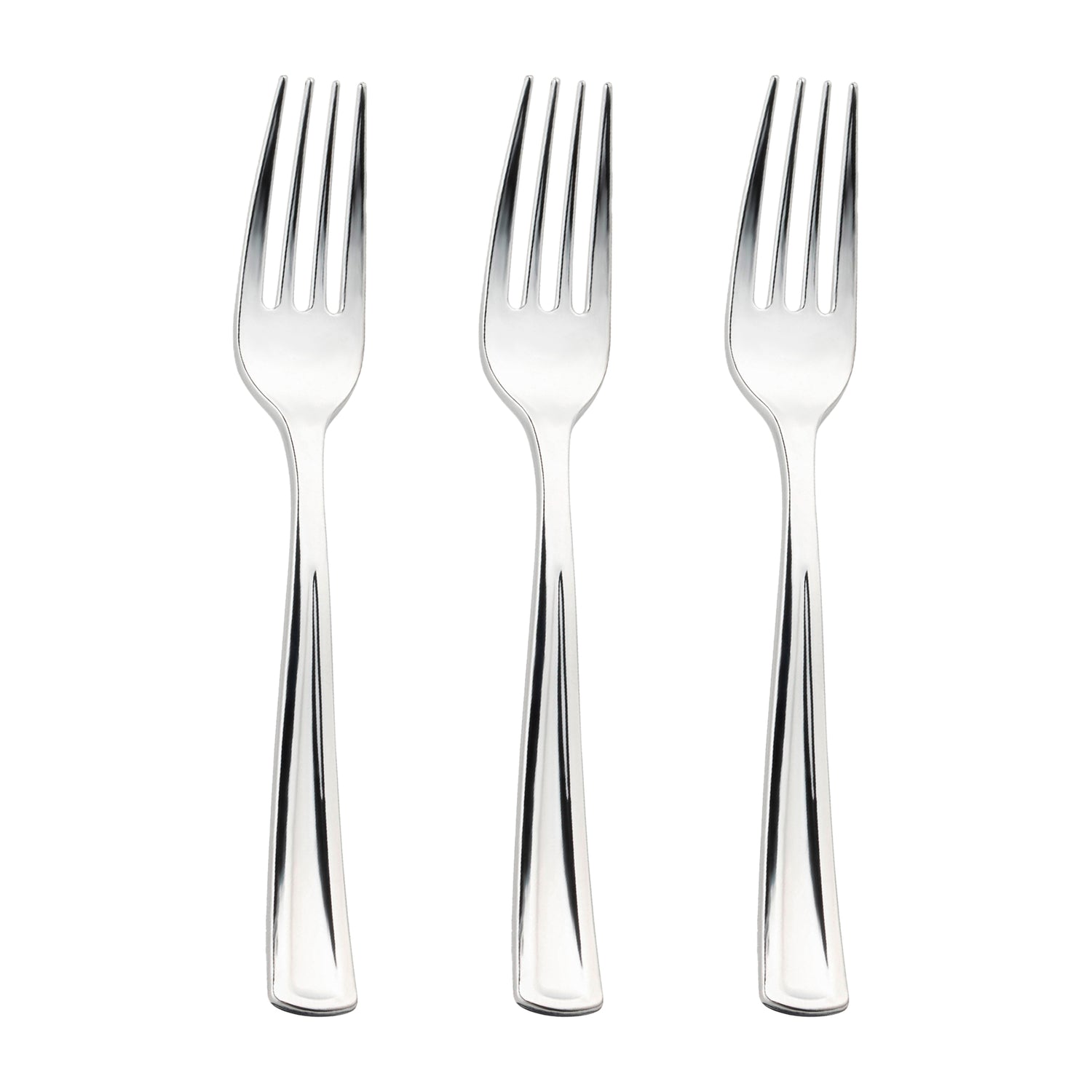 Shiny Metallic Silver Plastic Forks Secondary | The Kaya Collection