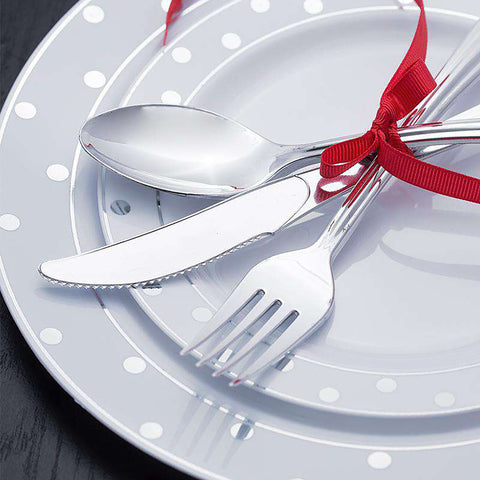 Shiny Metallic Silver Disposable Plastic Spoons