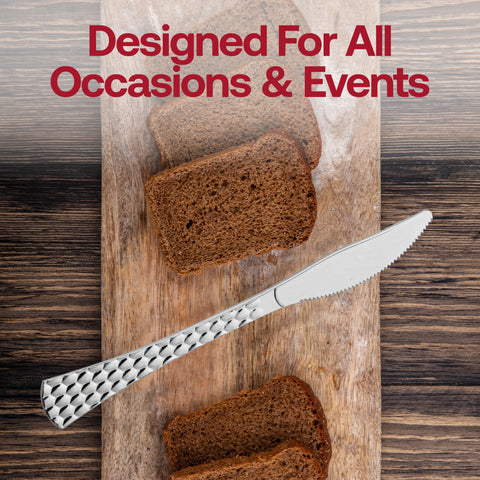 Shiny Silver Glamour Cutlery Disposable Plastic Knives | The Kaya Collection