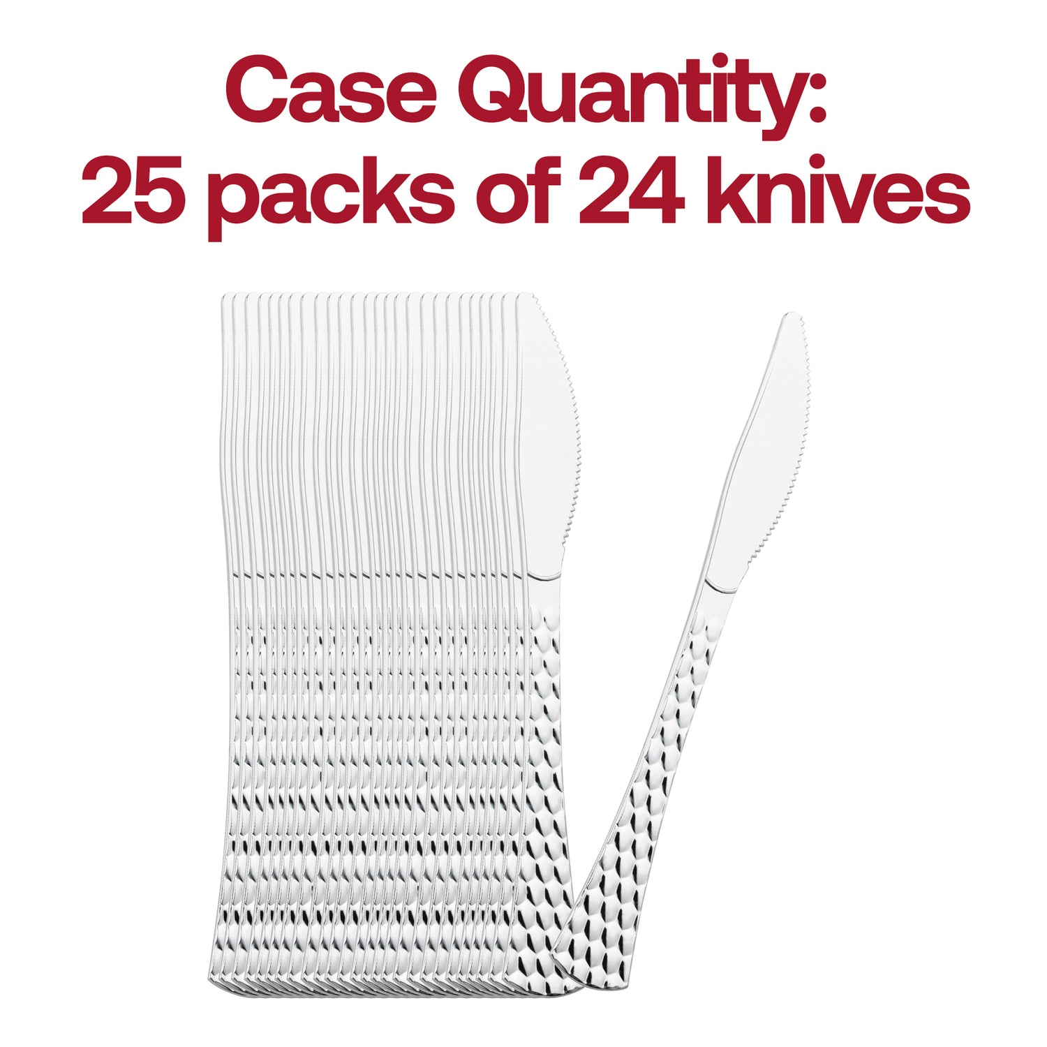 Shiny Silver Glamour Cutlery Disposable Plastic Knives | The Kaya Collection