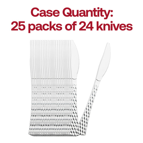 Shiny Silver Glamour Cutlery Disposable Plastic Knives | The Kaya Collection