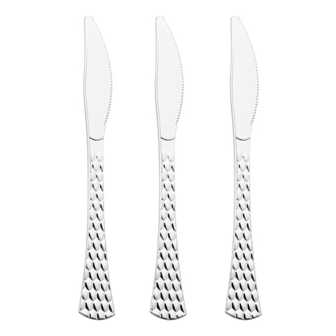 Shiny Silver Glamour Cutlery Disposable Plastic Knives | The Kaya Collection
