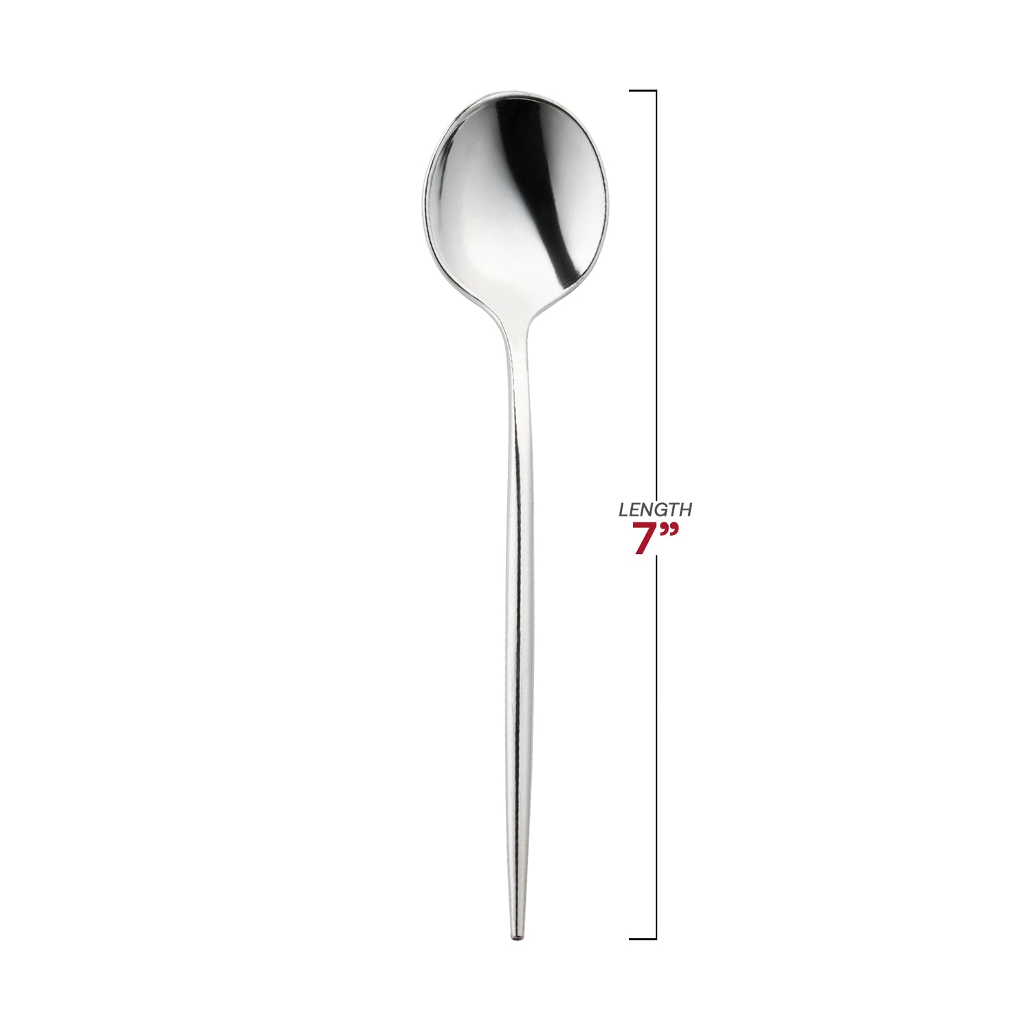 Shiny Silver Moderno Disposable Plastic Dessert Spoons Dimension | The Kaya Collection