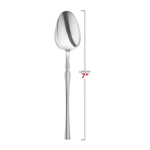 Shiny Metallic Silver Moderno Disposable Plastic Dessert Spoons