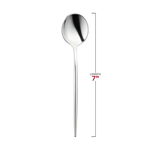 Shiny Silver Moderno Disposable Plastic Dessert Spoons Dimension | The Kaya Collection