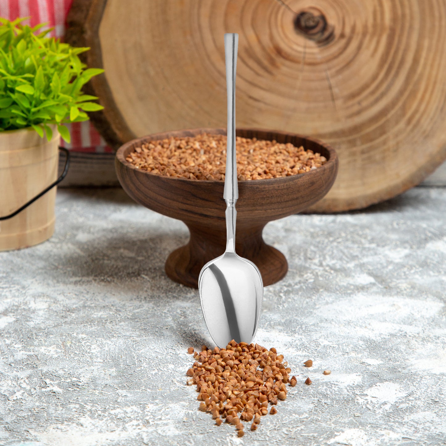 Shiny Metallic Silver Moderno Disposable Plastic Dessert Spoons