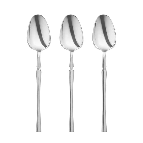 Shiny Metallic Silver Moderno Disposable Plastic Dessert Spoons