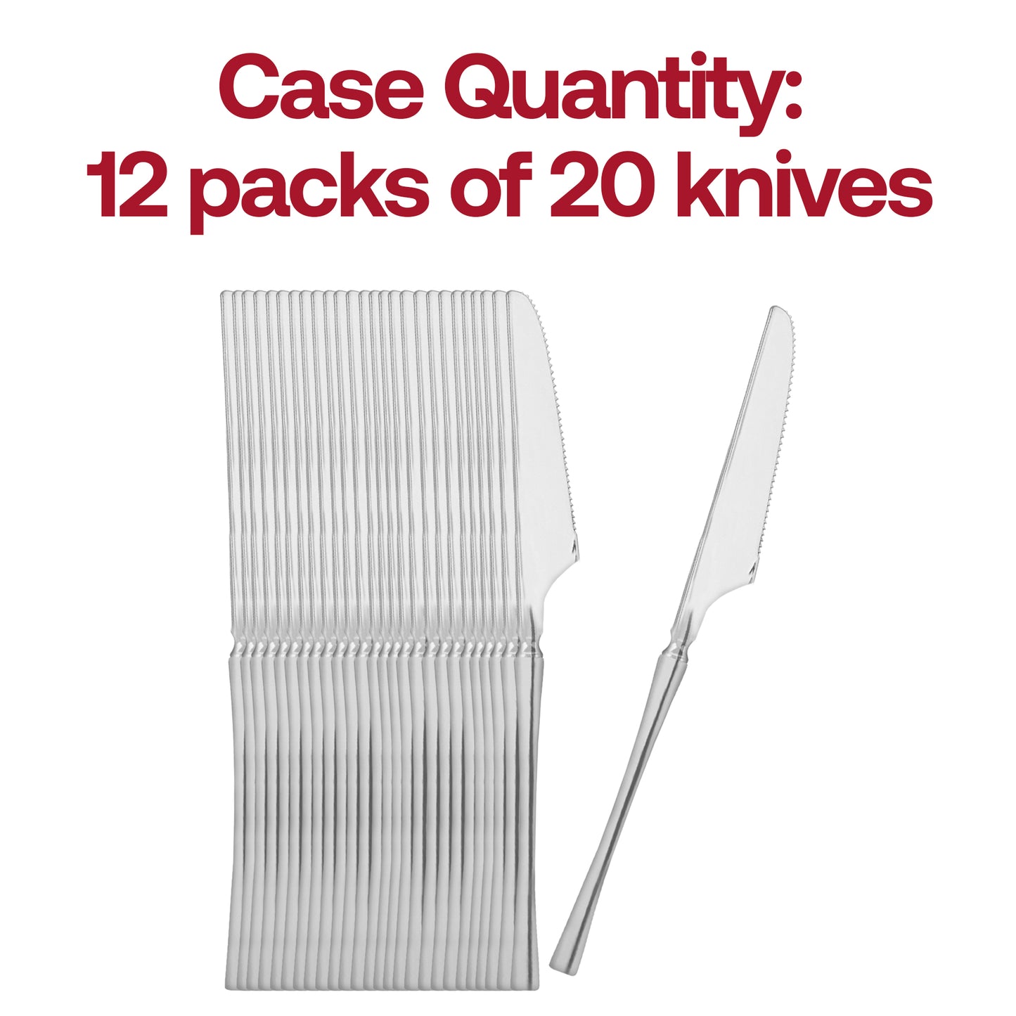 Shiny Metallic Silver Moderno Disposable Plastic Dinner Knives