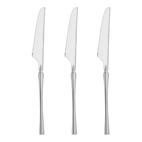 Shiny Metallic Silver Moderno Disposable Plastic Dinner Knives