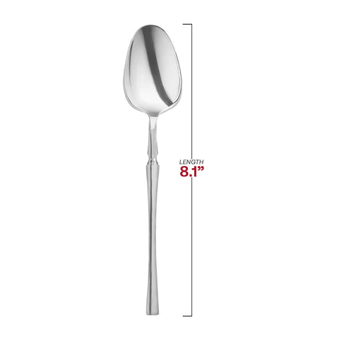 Shiny Metallic Silver Moderno Disposable Plastic Dinner Spoons