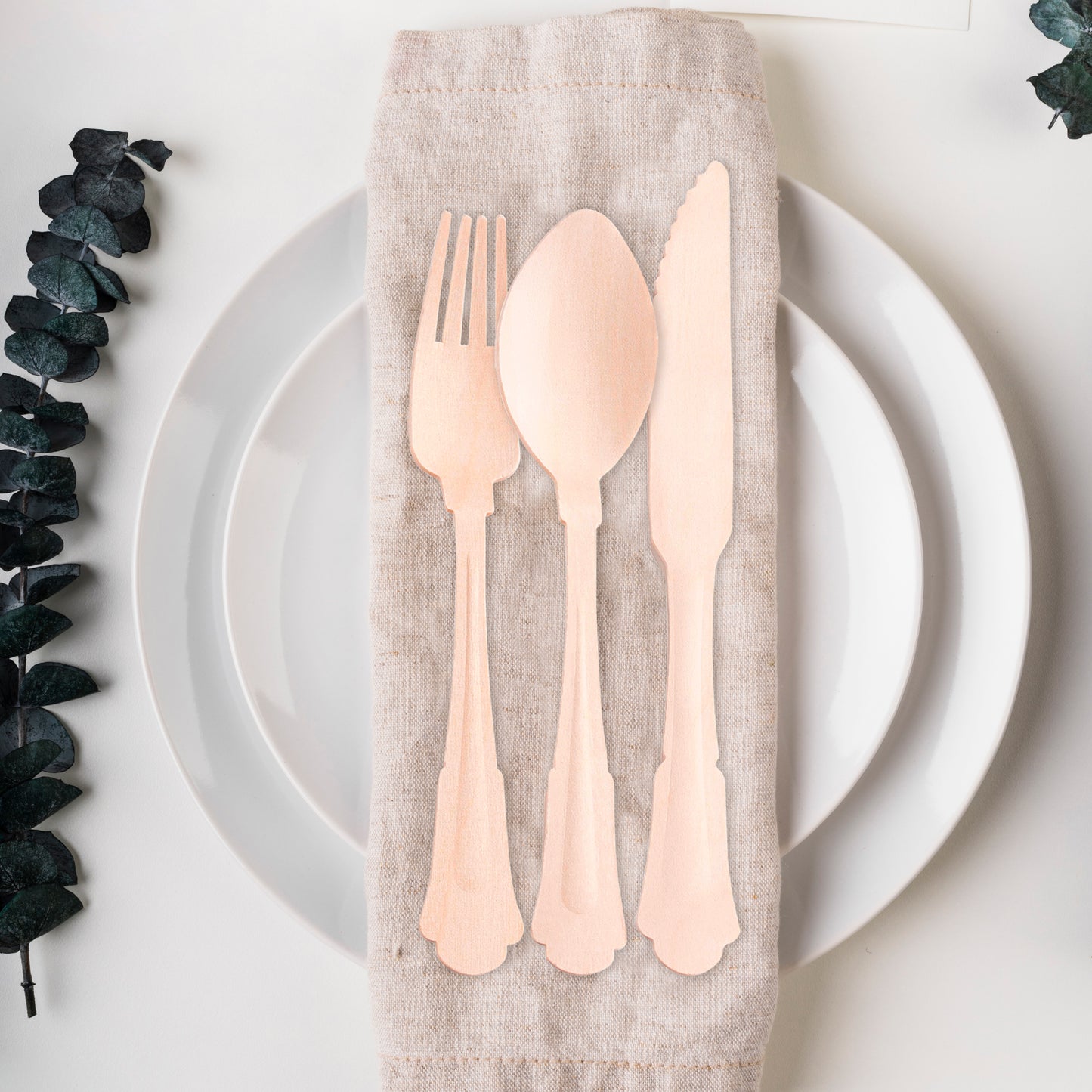 Silhouette Palm Leaf Disposable Eco-Friendly Dinner Spoons