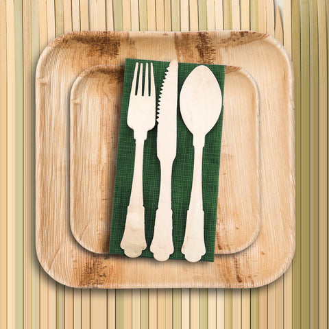 Silhouette Palm Leaf Disposable Eco-Friendly Dinner Spoons