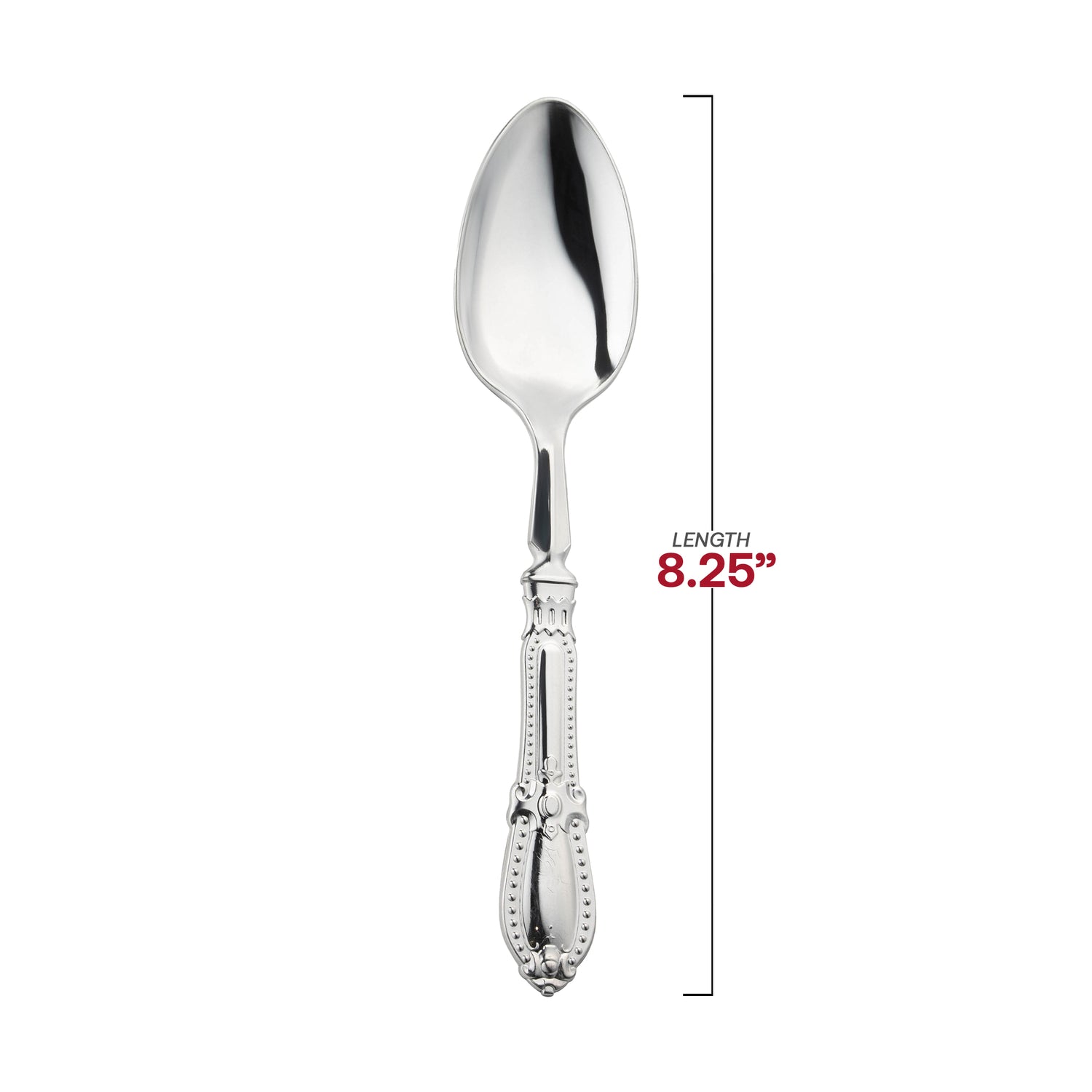 Silver Baroque Disposable Plastic Dinner Spoons Dimension | The Kaya Collection