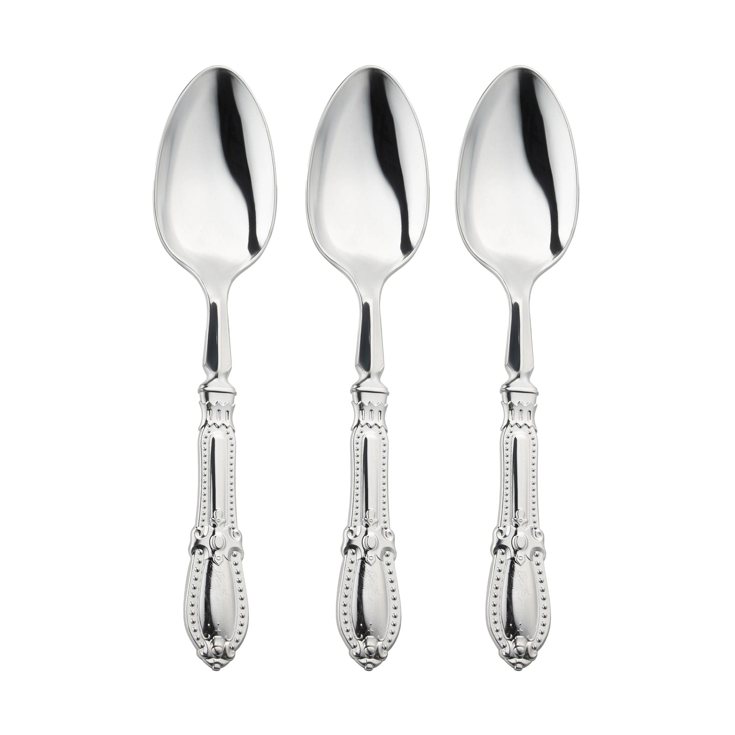 Silver Baroque Disposable Plastic Dinner Spoons Secondary | The Kaya Collection