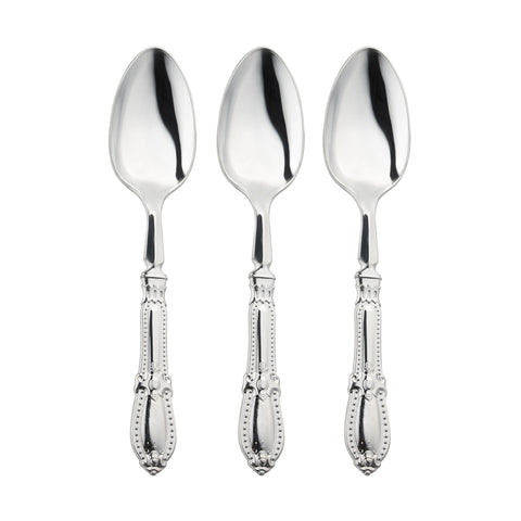 Silver Baroque Disposable Plastic Dinner Spoons Secondary | The Kaya Collection