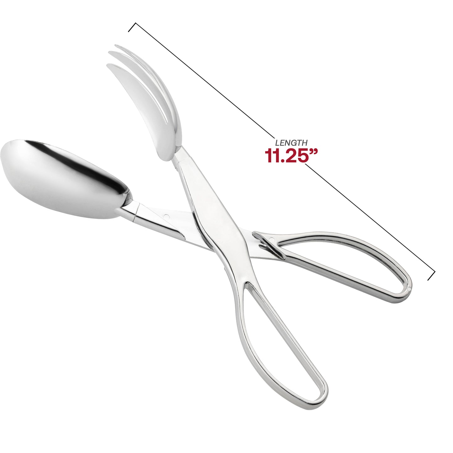 Silver Plastic Disposable Serving Salad Scissor Tongs