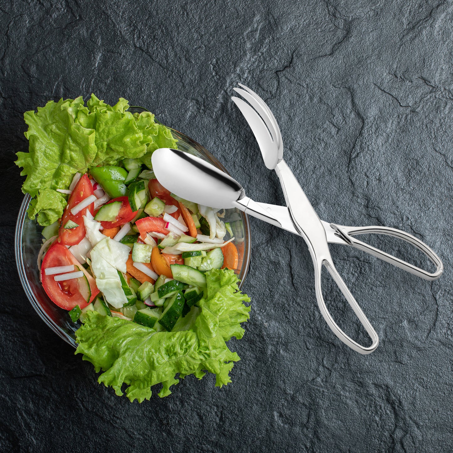 Silver Plastic Disposable Serving Salad Scissor Tongs