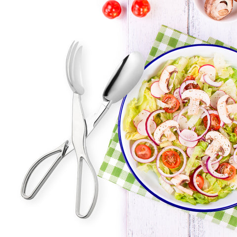 Silver Plastic Disposable Serving Salad Scissor Tongs