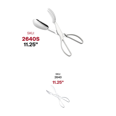Silver Plastic Disposable Serving Salad Scissor Tongs