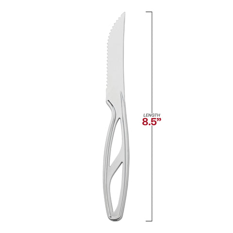 Silver Plastic Disposable Steak Knives