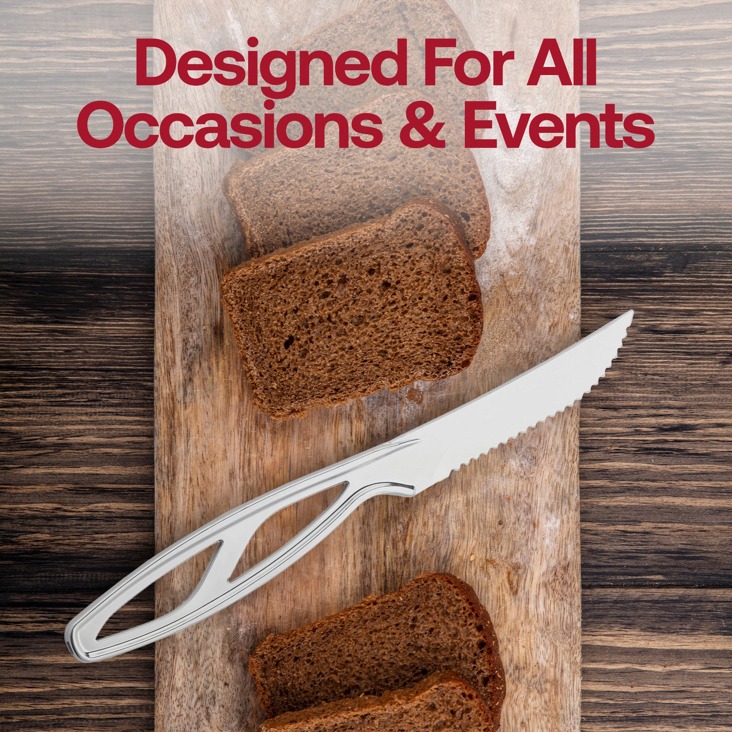 Silver Plastic Disposable Steak Knives