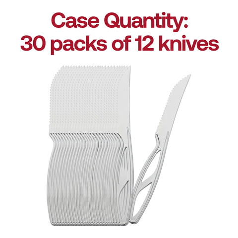 Silver Plastic Disposable Steak Knives