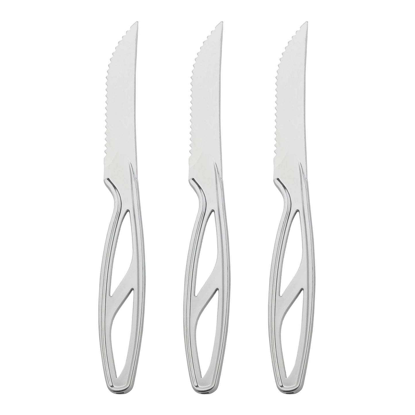 Silver Plastic Disposable Steak Knives