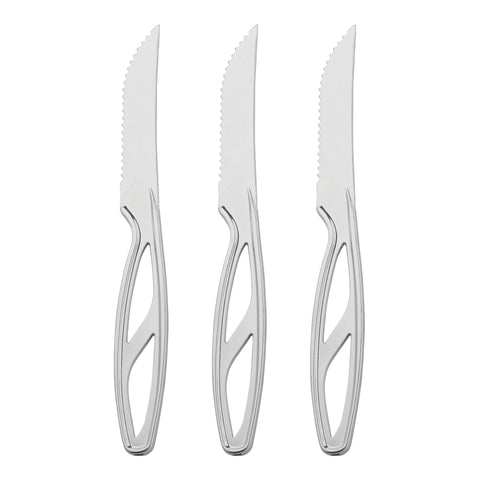 Silver Plastic Disposable Steak Knives