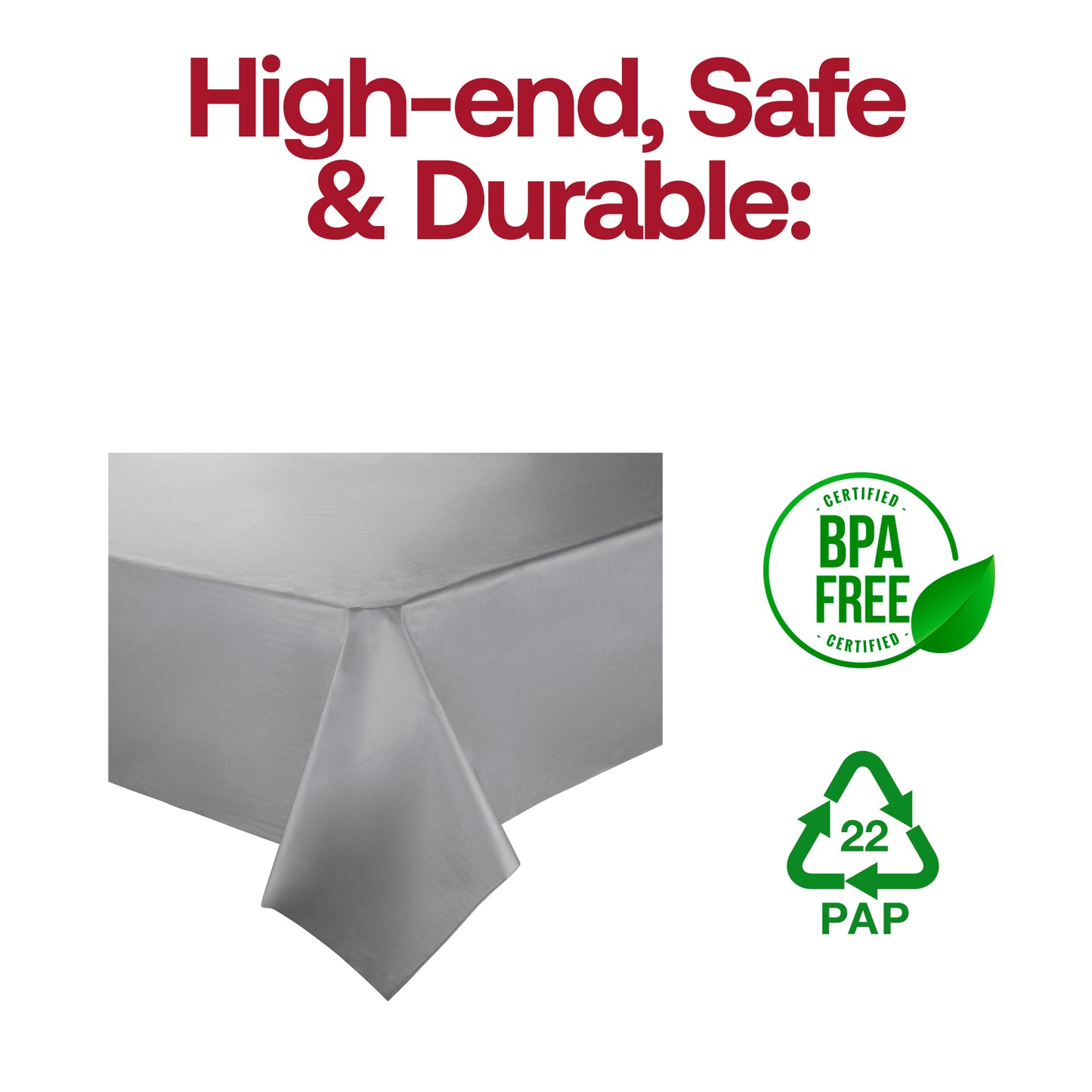 Silver Rectangular Plastic Tablecloths (54" x 108")