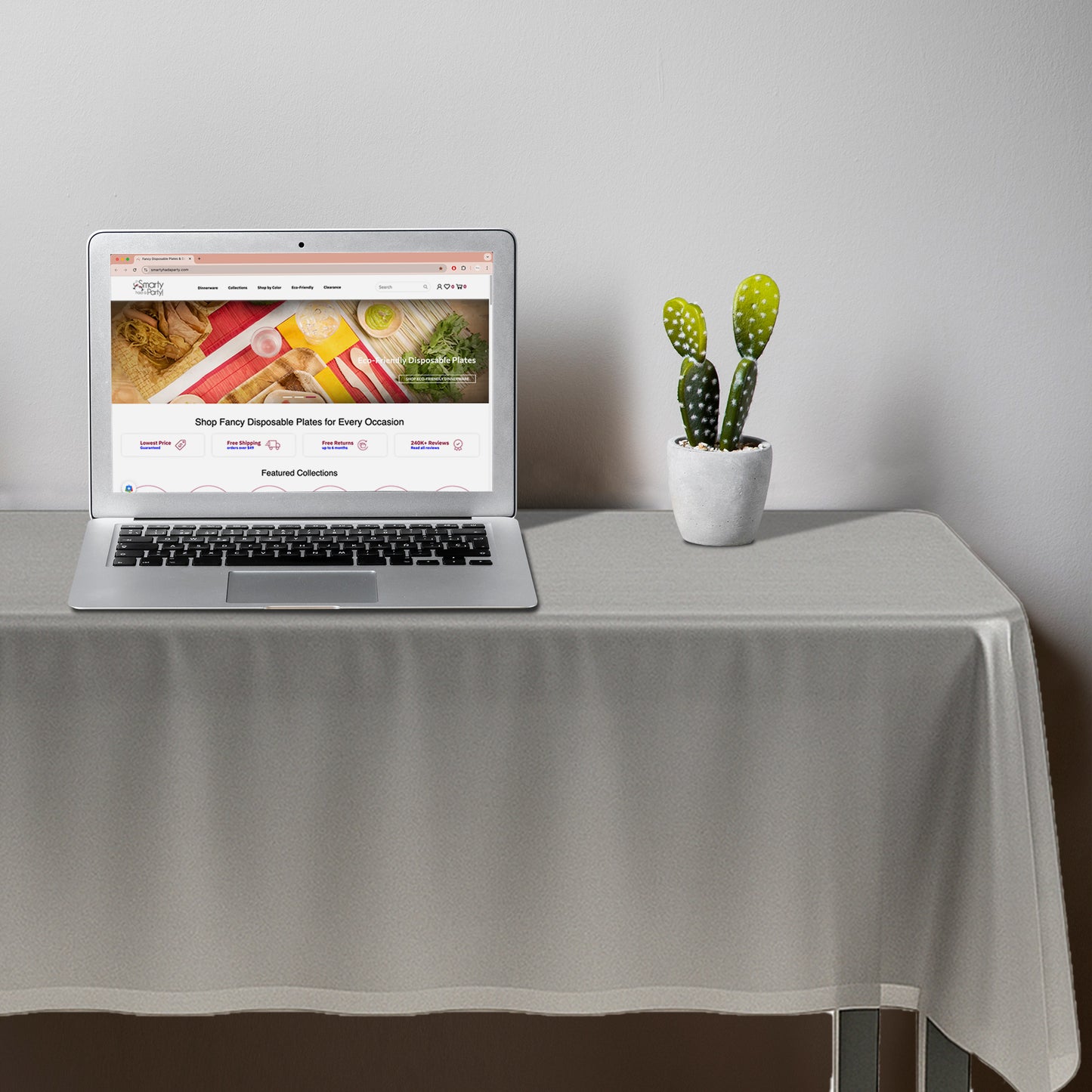 Silver Rectangular Plastic Tablecloths (54" x 108")