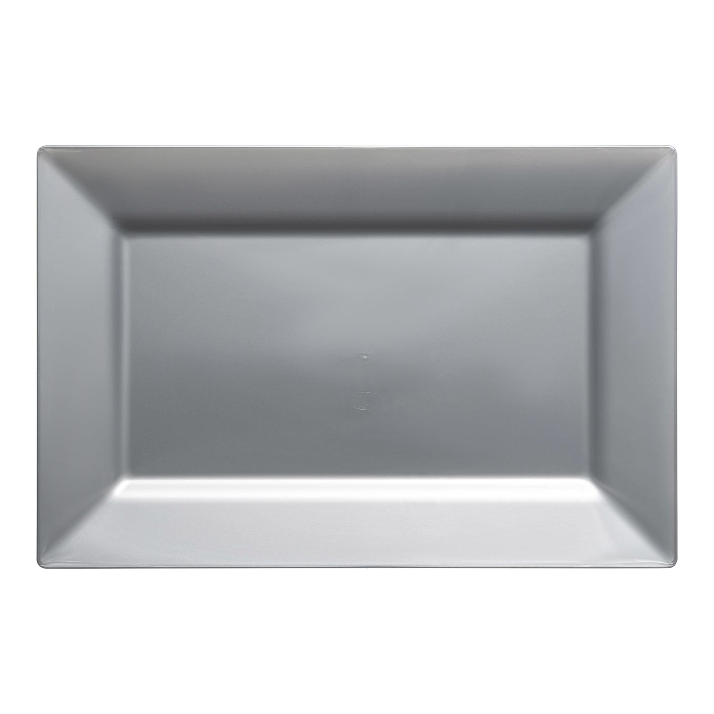 Silver Rectangular Disposable Plastic Dessert Plates (5.5" x 8.5")
