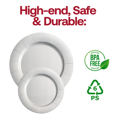 Shiny Silver Round Disposable Paper Charger Plates (13