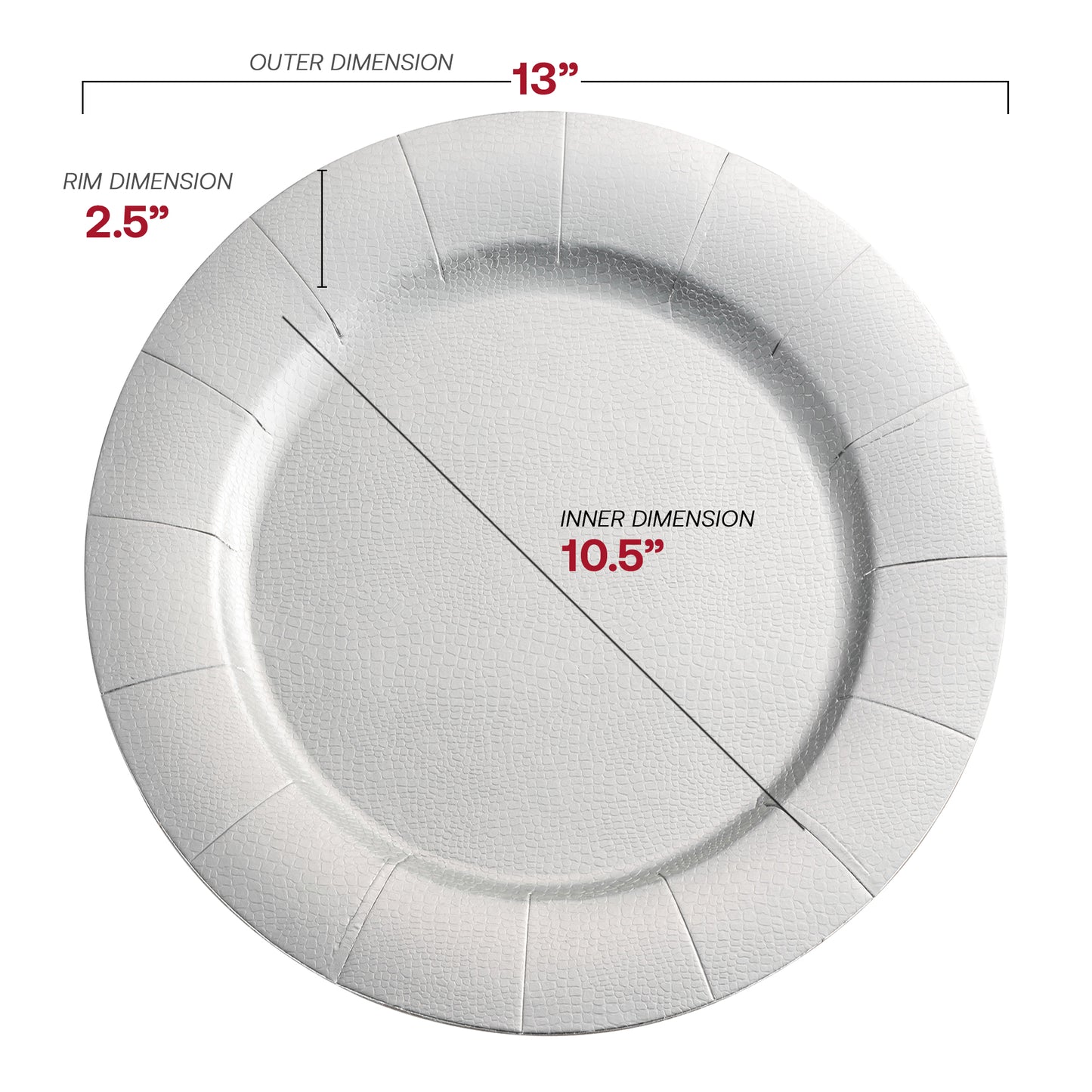 Shiny Silver Round Disposable Paper Charger Plates (13")