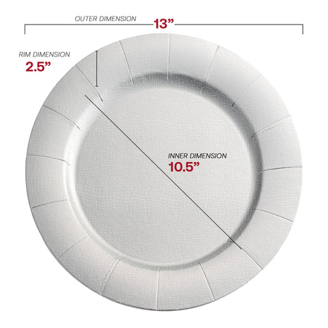 Shiny Silver Round Disposable Paper Charger Plates (13