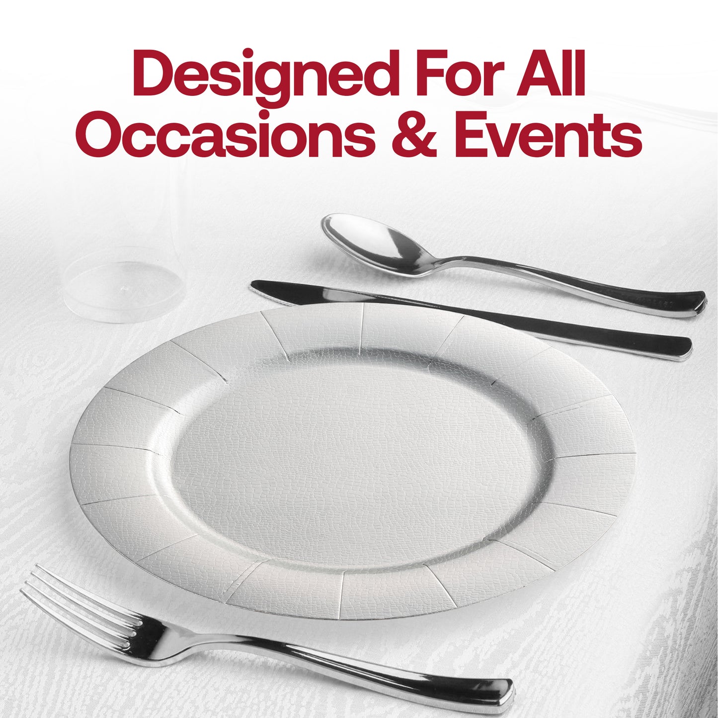 Shiny Silver Round Disposable Paper Charger Plates (13")