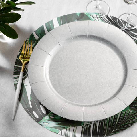 Shiny Silver Round Disposable Paper Charger Plates (13
