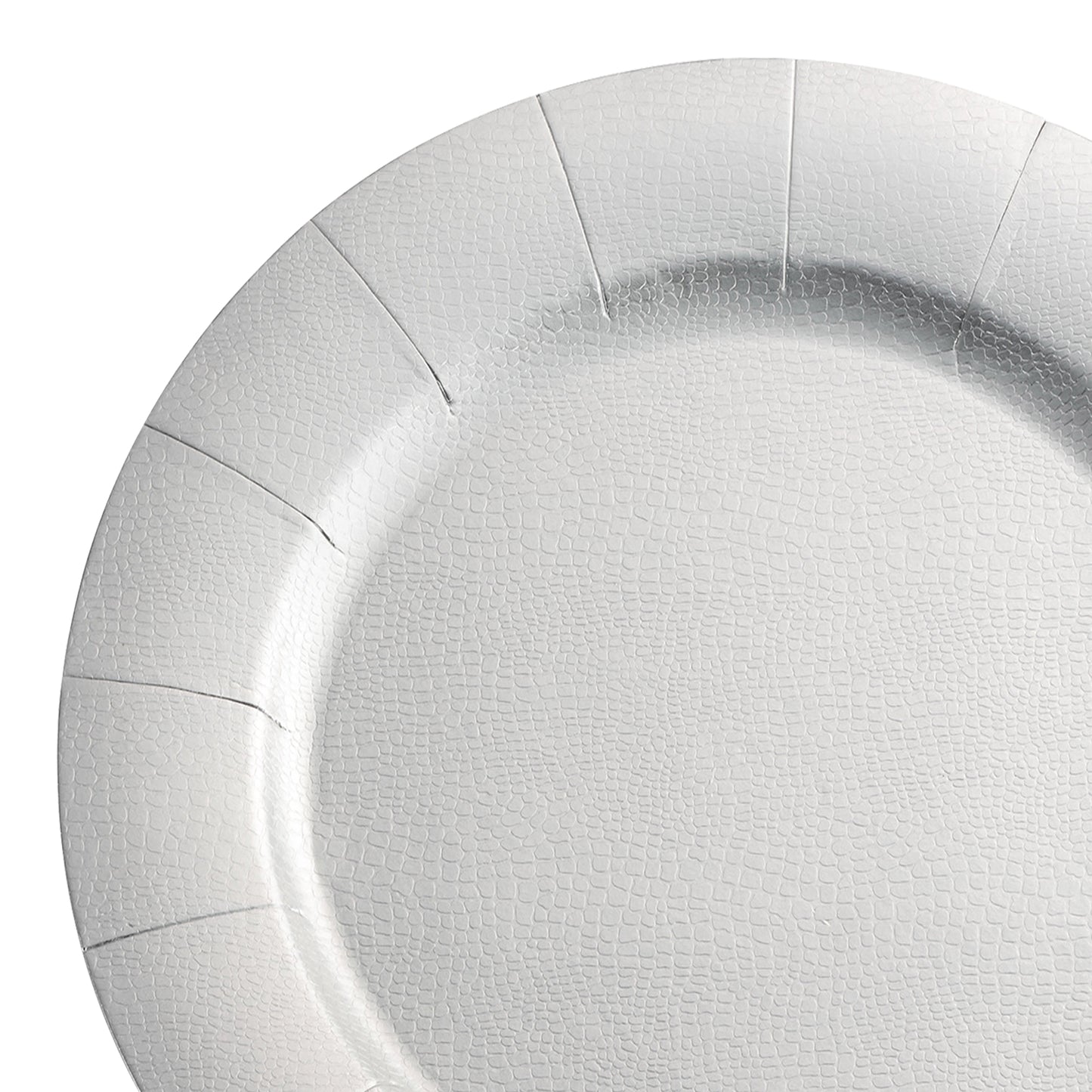 Shiny Silver Round Disposable Paper Charger Plates (13")