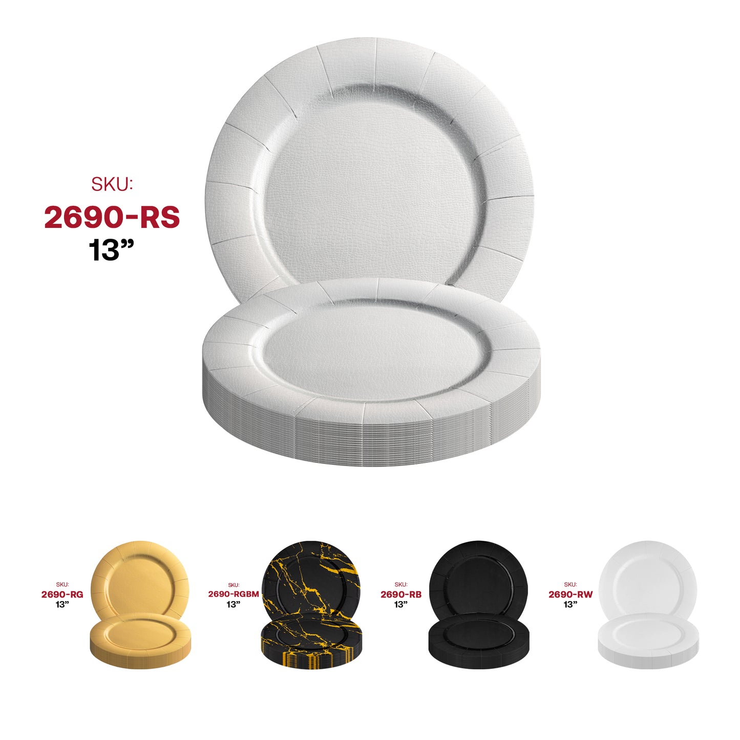 Shiny Silver Round Disposable Paper Charger Plates (13")