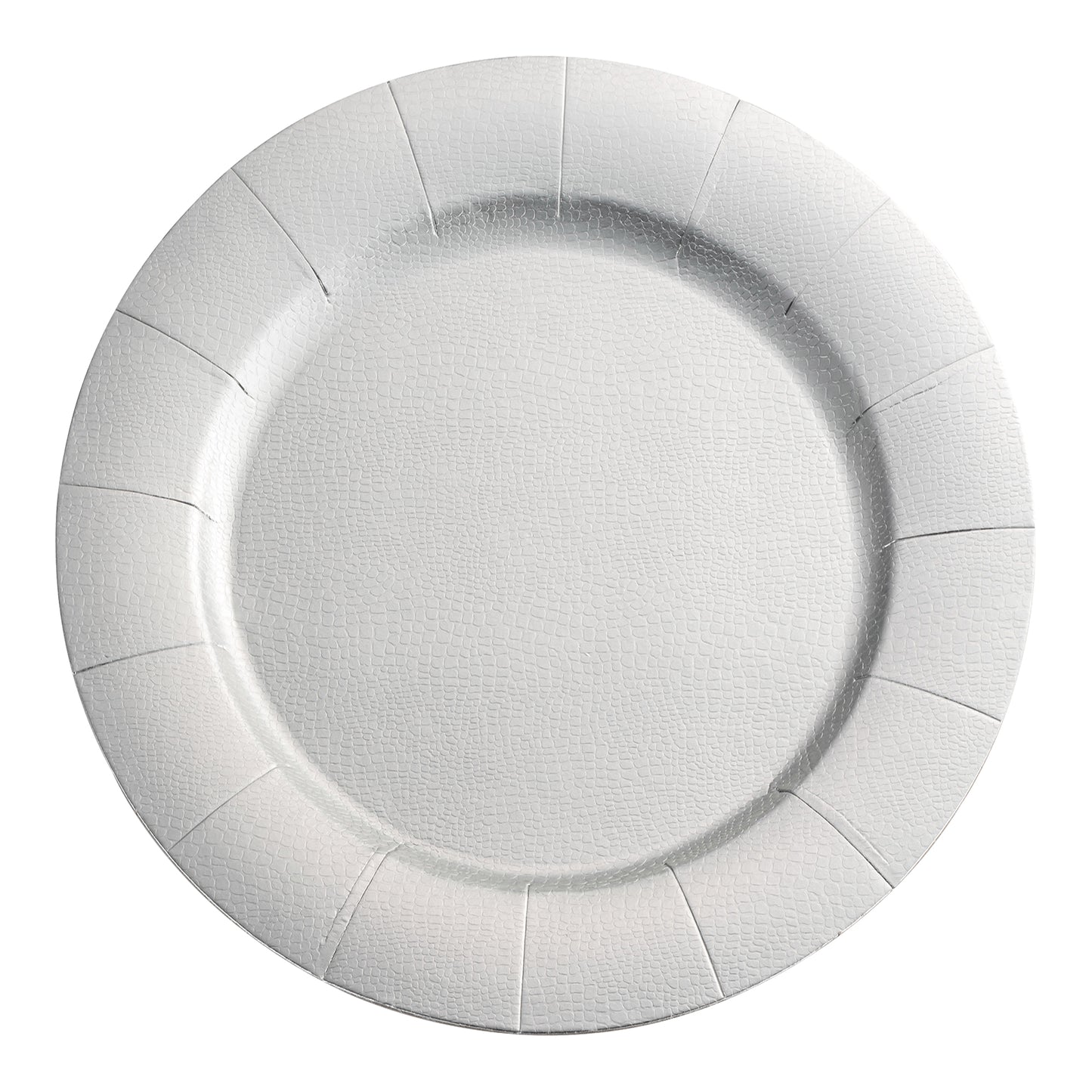 Shiny Silver Round Disposable Paper Charger Plates (13")