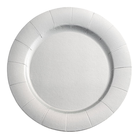 Shiny Silver Round Disposable Paper Charger Plates (13