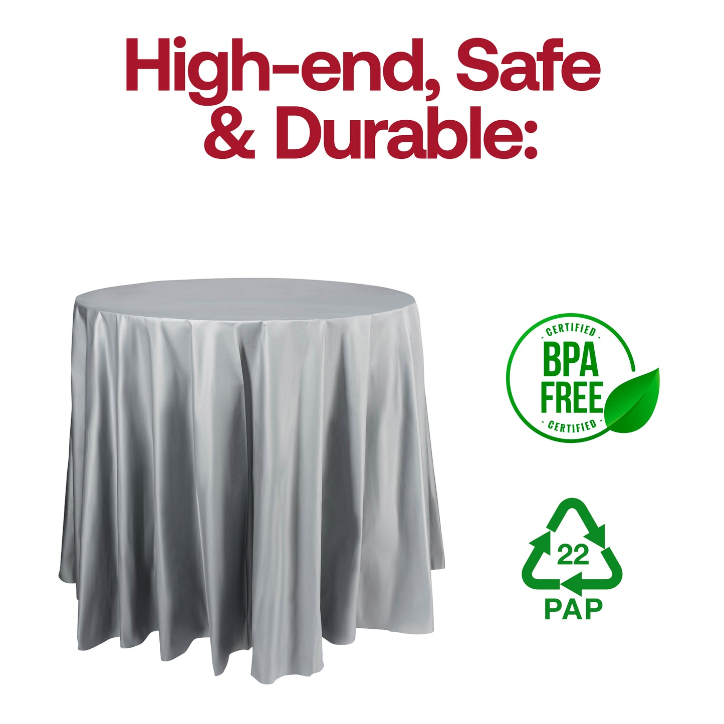 Silver Round Plastic Tablecloths (84")