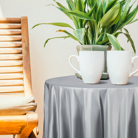 Silver Round Plastic Tablecloths (84