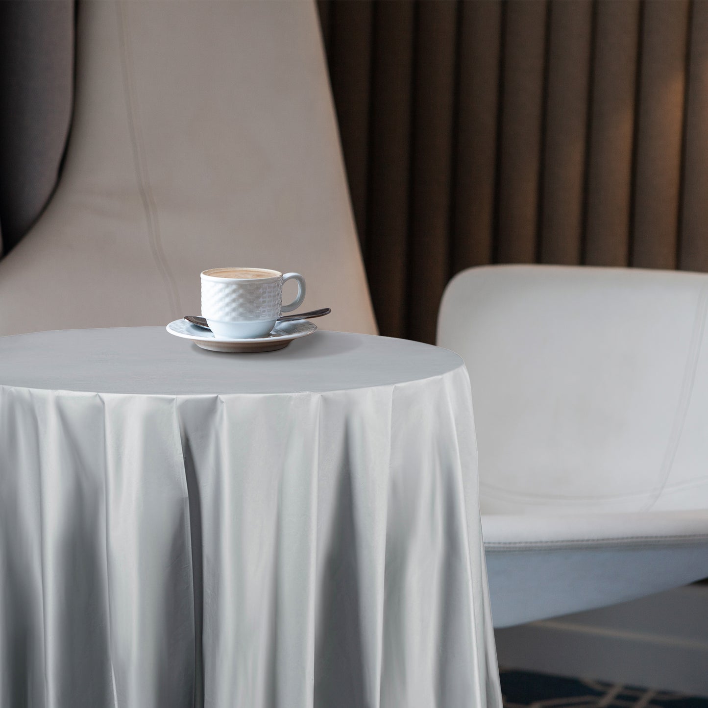 Silver Round Plastic Tablecloths (84")