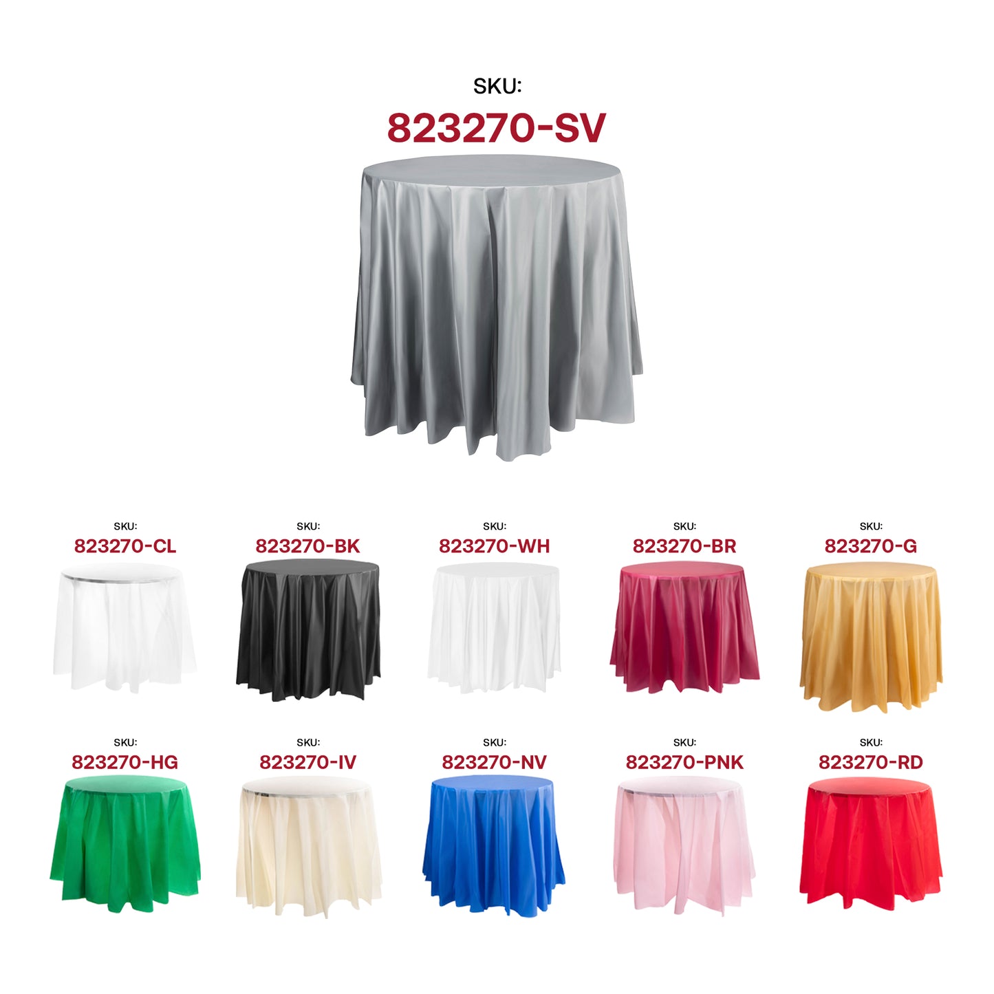 Silver Round Plastic Tablecloths (84")