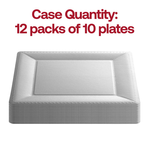 Silver Square Edge Beaded Paper Disposable Charger Plates (13