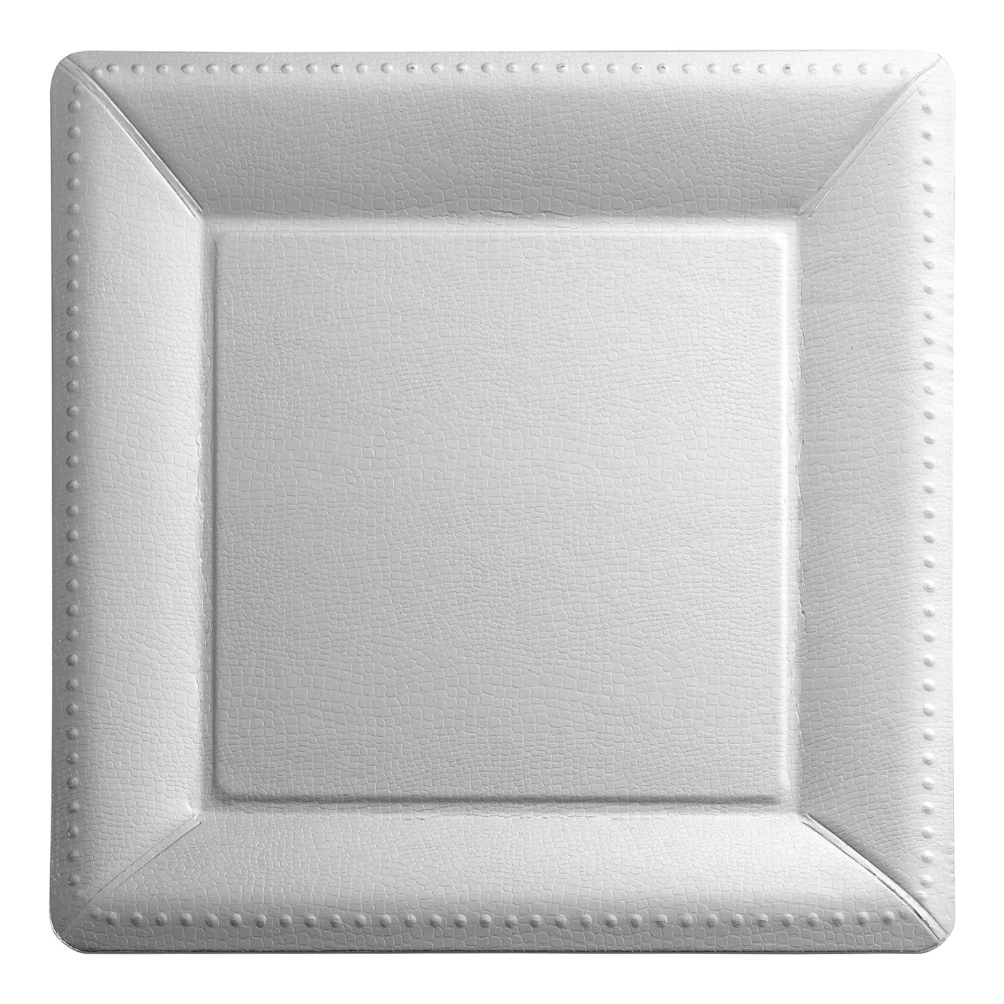 Silver Square Edge Beaded Paper Disposable Charger Plates (13")