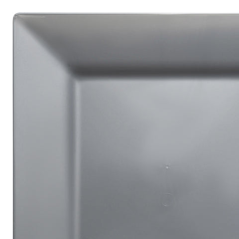 Silver Square Disposable Plastic Dinner Plates (9.5
