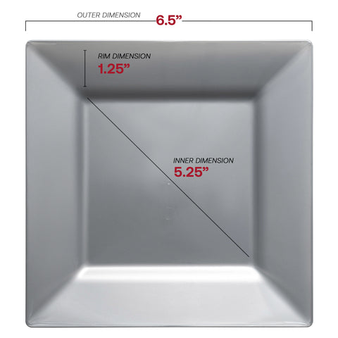 Silver Square Disposable Plastic Salad Plates (6.5