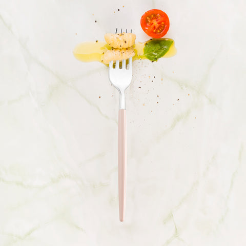 Silver with Pink Handle Moderno Plastic Dinner Forks