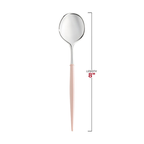 Silver with Pink Handle Moderno Disposable Plastic Dinner Spoons Dimension | The Kaya Collection